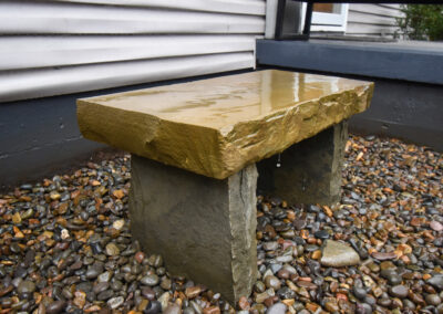 natural rock sitting bench, we used the Tuscany Stone bench set from Smith Rock.